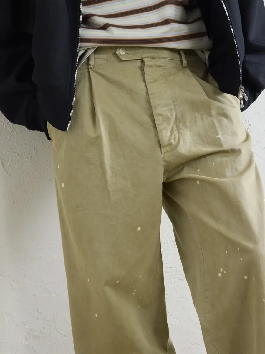 Auralee Wide-Leg Pleated Paint-Splattered Cotton-Twill Chinos - Men | Thumbnail 5 Auralee Wide-Leg Pleated Paint-Splattered Cotton-Twill Chinos - Men | Thumbnail 5