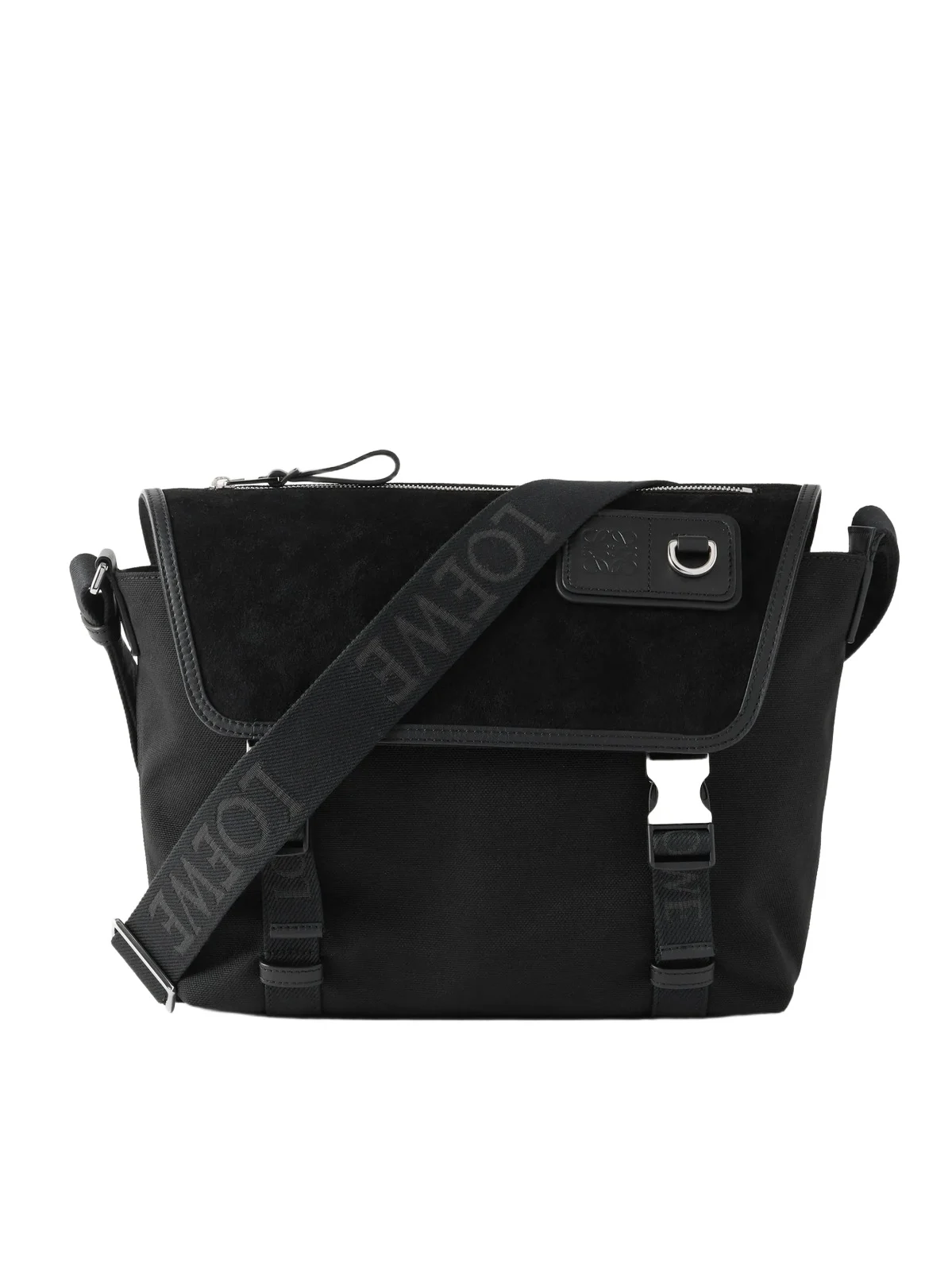 Leather-Trimmed Suede and Canvas Messenger Bag - Men