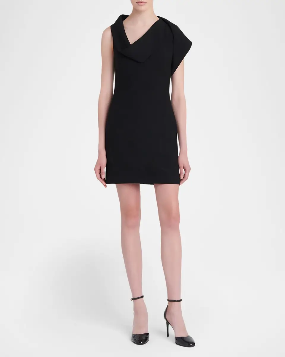 Ferragamo Cowl-Neck Stretch Twill Mini Dress | Thumbnail 6