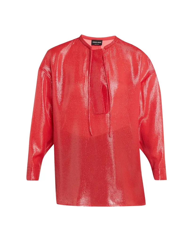 Giorgio Armani Oversized Shiny Silk-Blend Tunic | Image 1 Giorgio Armani Oversized Shiny Silk-Blend Tunic | Image 1