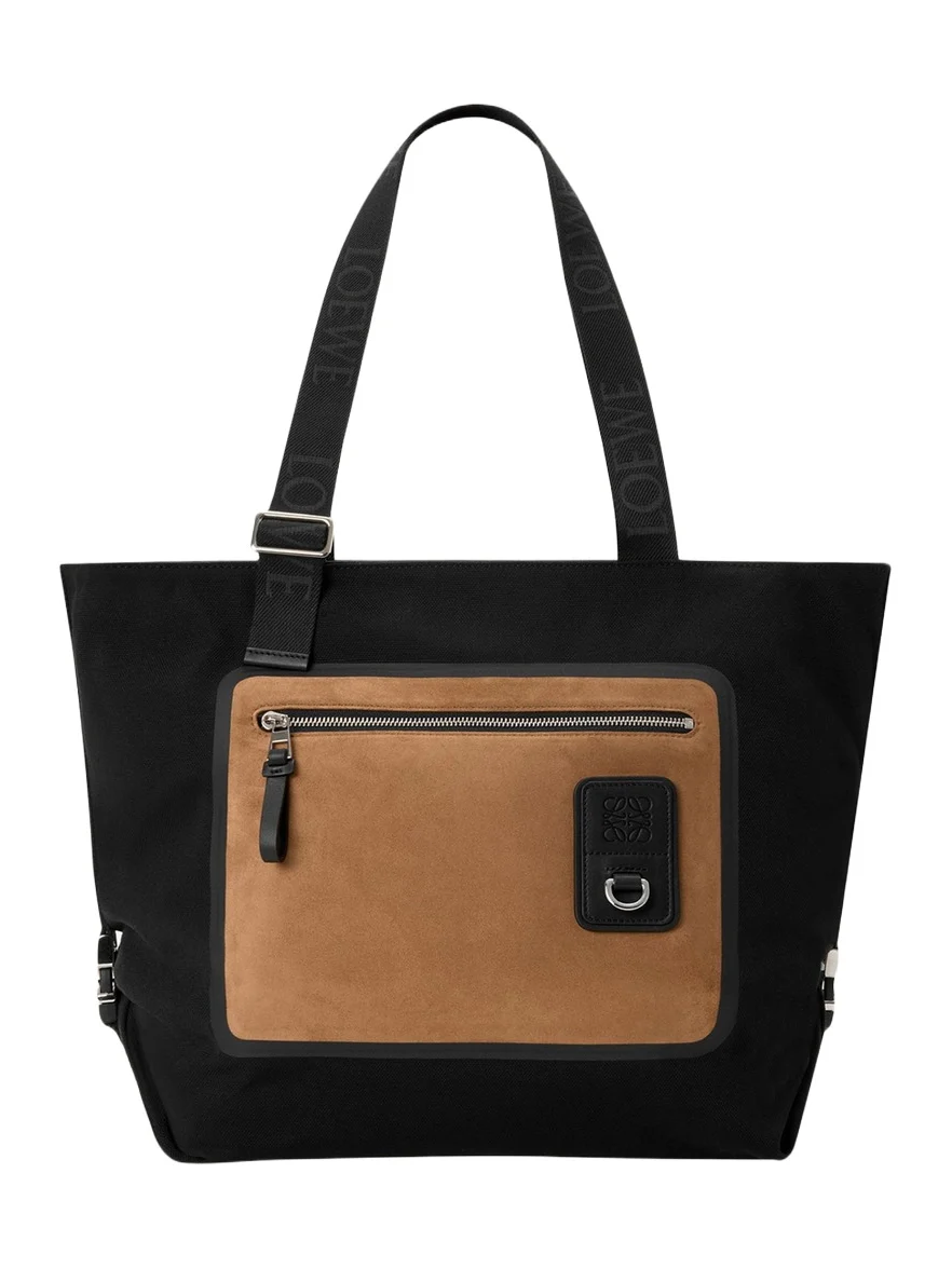 Loewe Men's Flex Zipped Tote Bag in Canvas & Suede