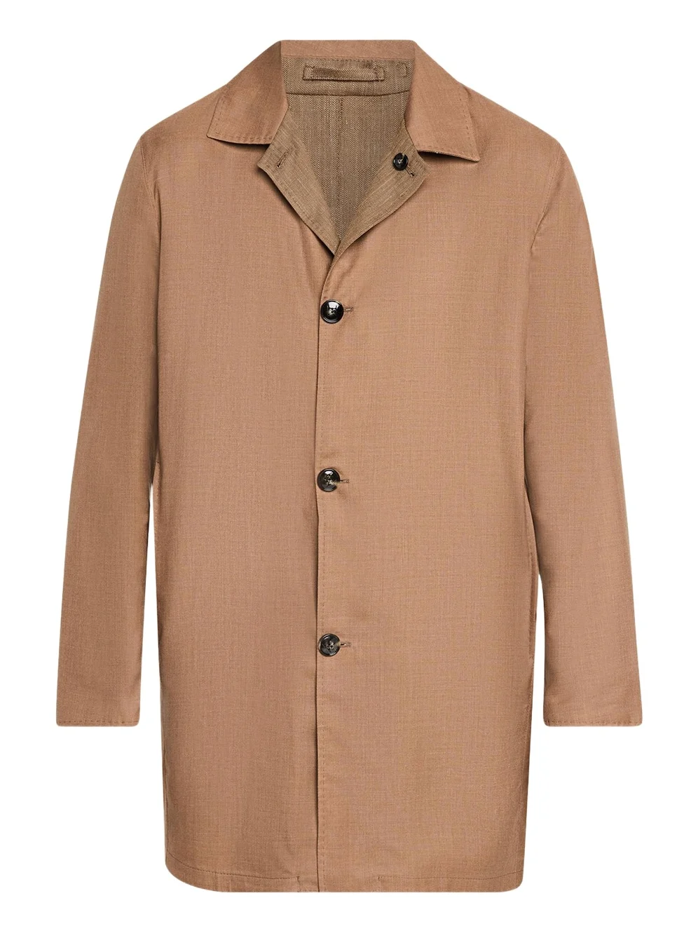 Men's Wool and Silk Herringbone Reversible Raincoat