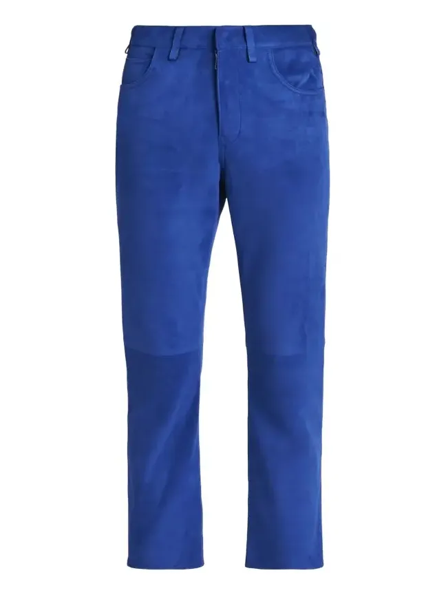 Lamb Suede Slim-Leg Ankle Pants