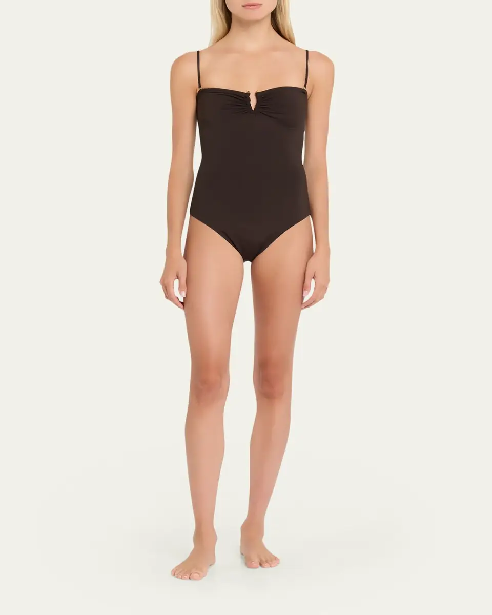 Nili Lotan Ruched U-Ring One-Piece Swimsuit | Thumbnail 2 Nili Lotan Ruched U-Ring One-Piece Swimsuit | Thumbnail 2