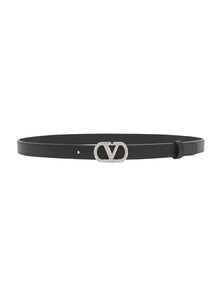 Crystal VLogo Leather Belt, 20mm Crystal VLogo Leather Belt, 20mm