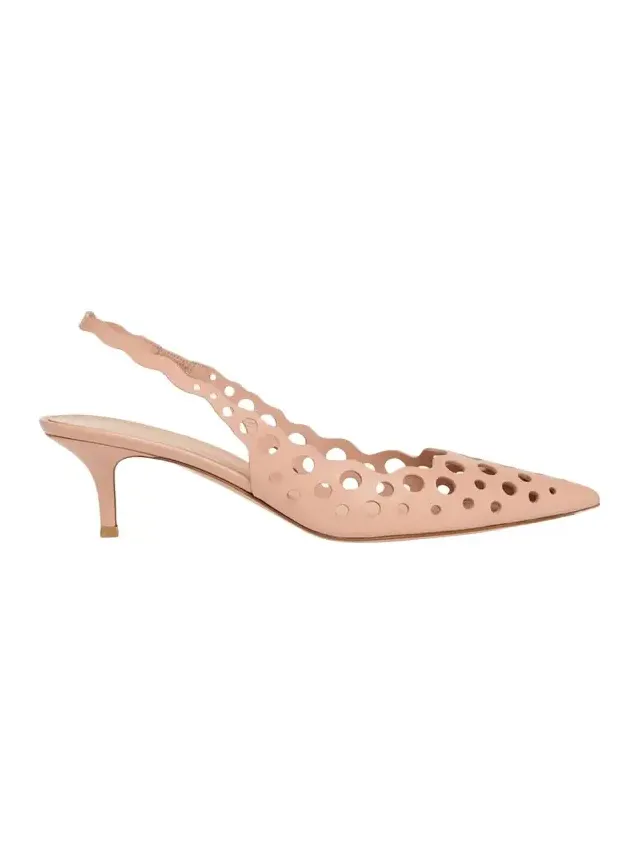 55mm Perforated Nappa Leather Slingback Pumps 55mm Perforated Nappa Leather Slingback Pumps