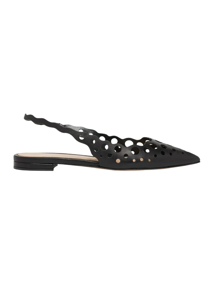 Gianvito Rossi Perforated Nappa Leather Slingback Flats