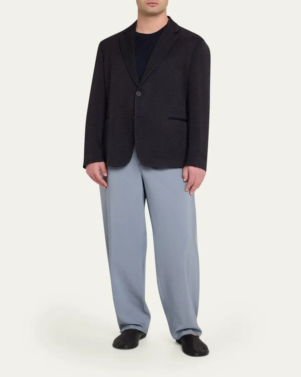 Giorgio Armani Men's Silk Wide-Leg Trousers | Thumbnail 2