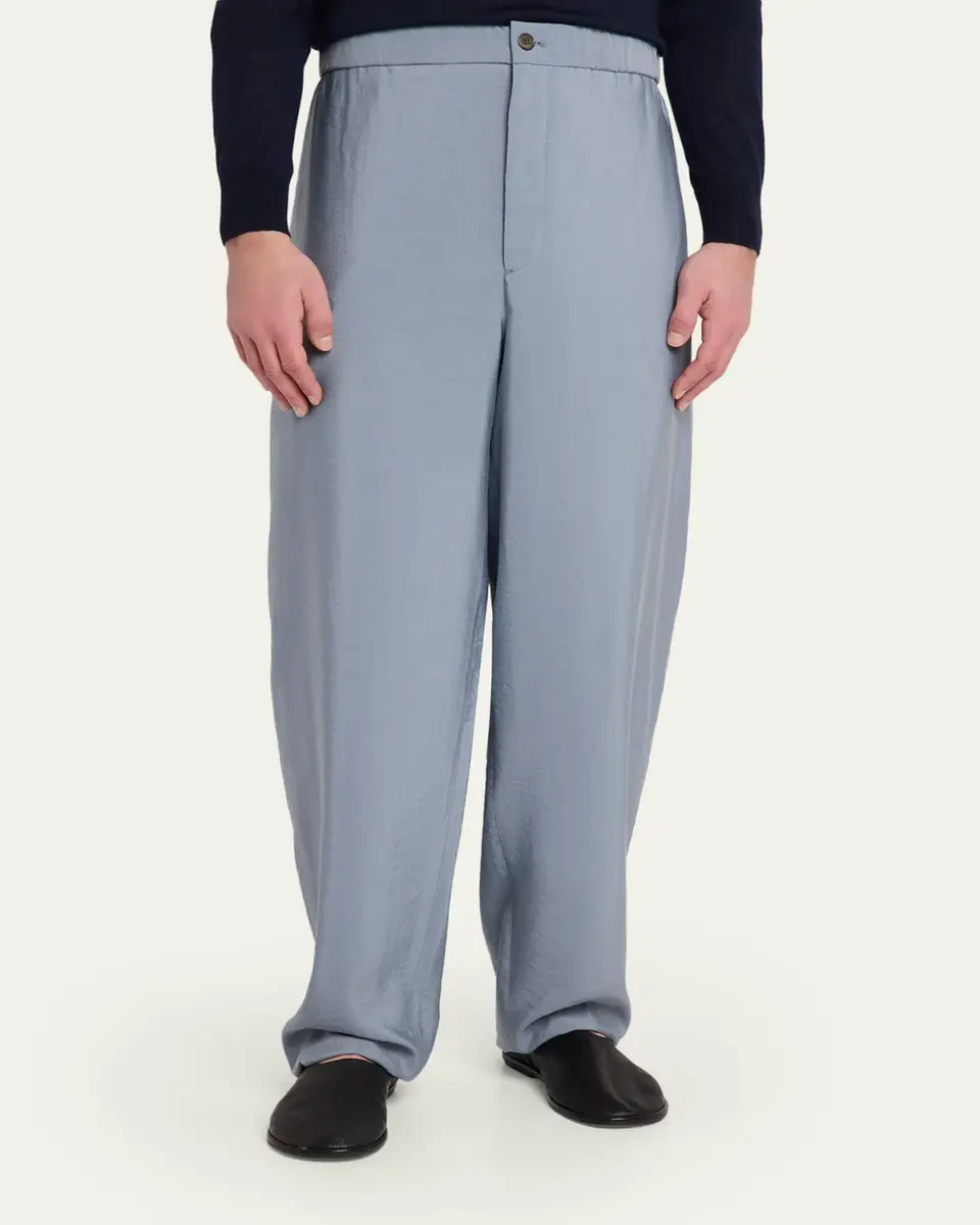 Giorgio Armani Men's Silk Wide-Leg Trousers | Thumbnail 4