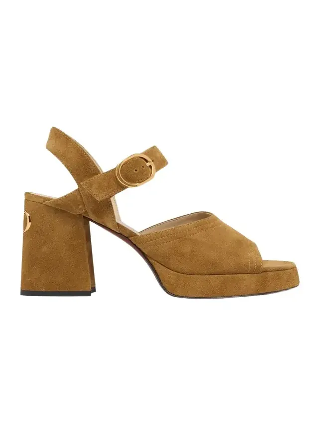 100mm Fawcette VLogo Suede Platform Sandals 100mm Fawcette VLogo Suede Platform Sandals
