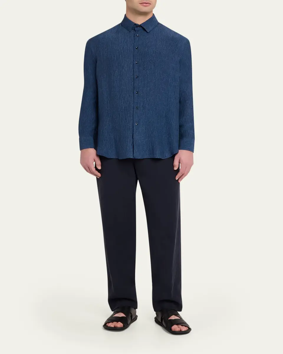 Giorgio Armani Men's Silk Button-Down Shirt | Thumbnail 2 Giorgio Armani Men's Silk Button-Down Shirt | Thumbnail 2