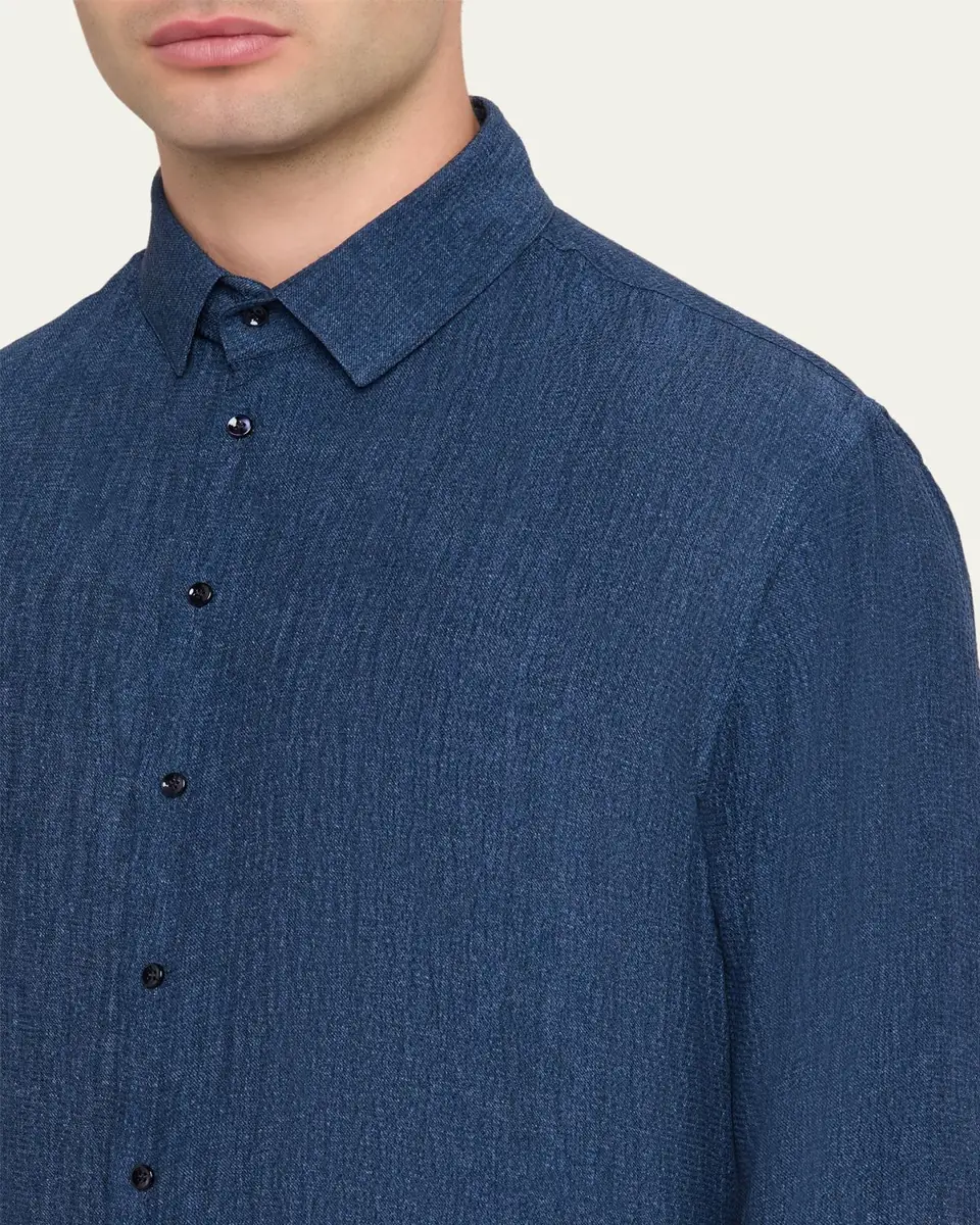 Giorgio Armani Men's Silk Button-Down Shirt | Thumbnail 5 Giorgio Armani Men's Silk Button-Down Shirt | Thumbnail 5