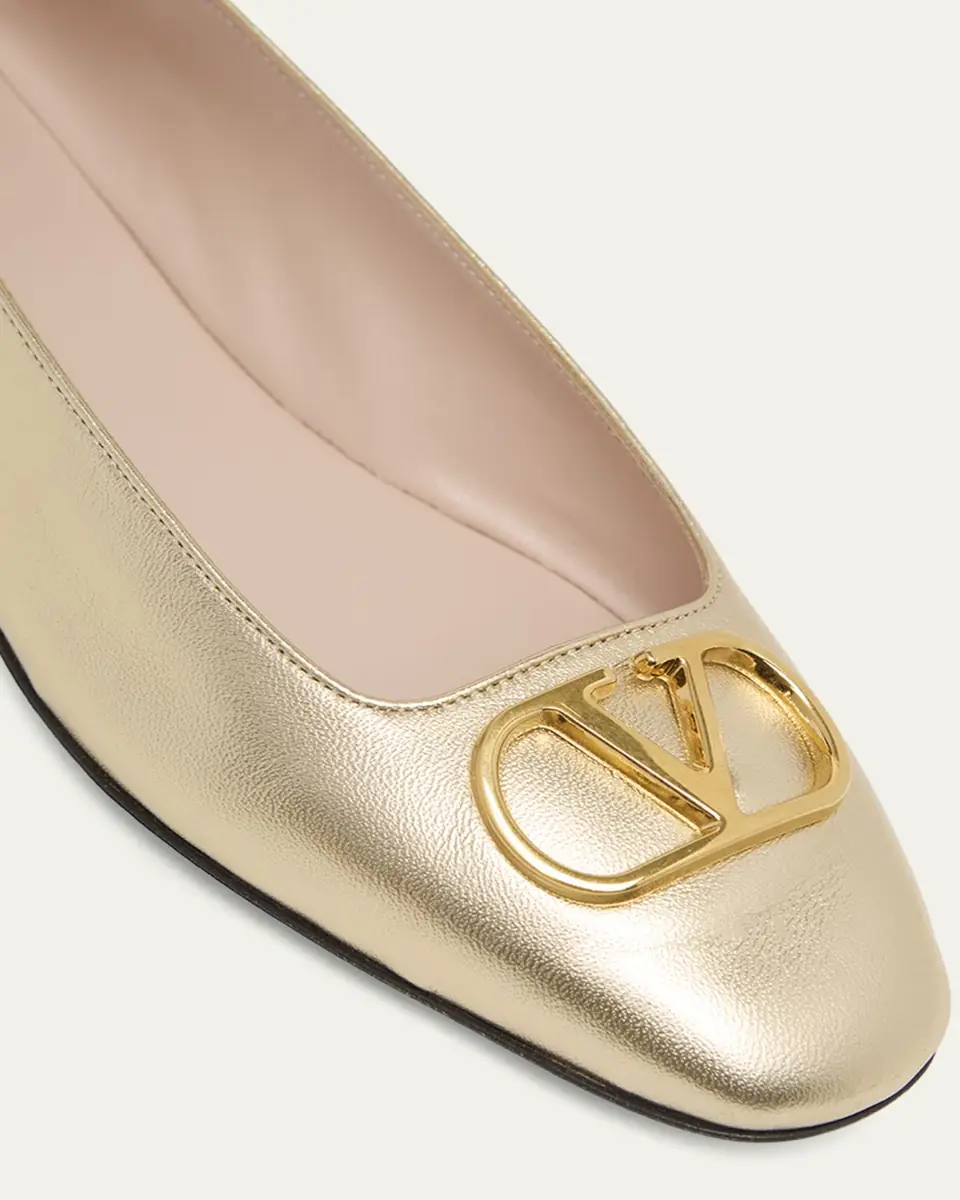 Valentino Garavani VLogo Signature Metallic Leather Ballerina Flats | Thumbnail 5 Valentino Garavani VLogo Signature Metallic Leather Ballerina Flats | Thumbnail 5