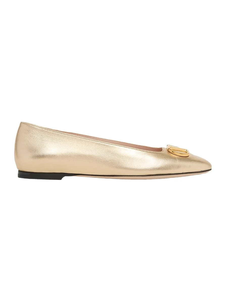 VLogo Signature Metallic Leather Ballerina Flats VLogo Signature Metallic Leather Ballerina Flats