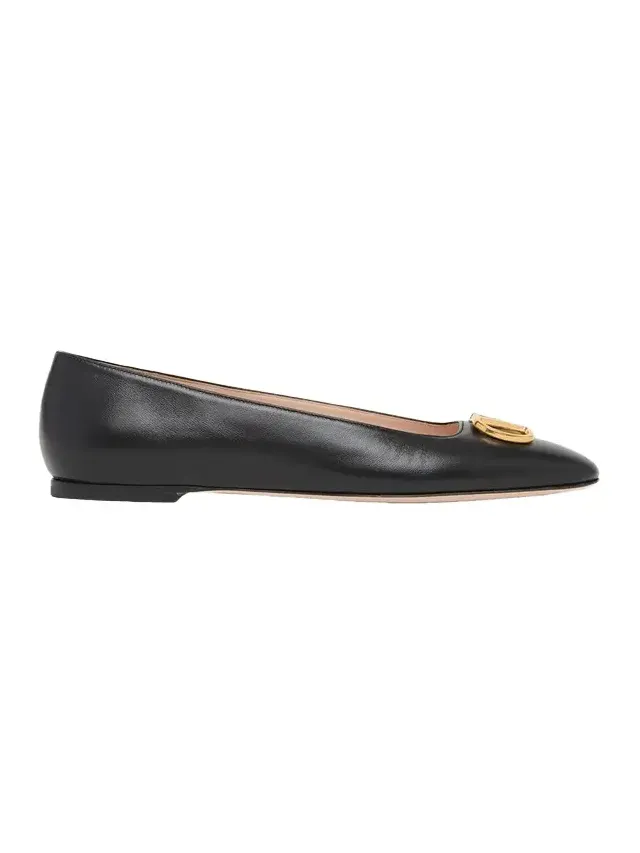 VLogo Signature Leather Ballerina Flats