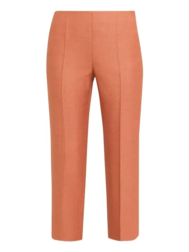 Silk Wool Straight-Leg Trousers