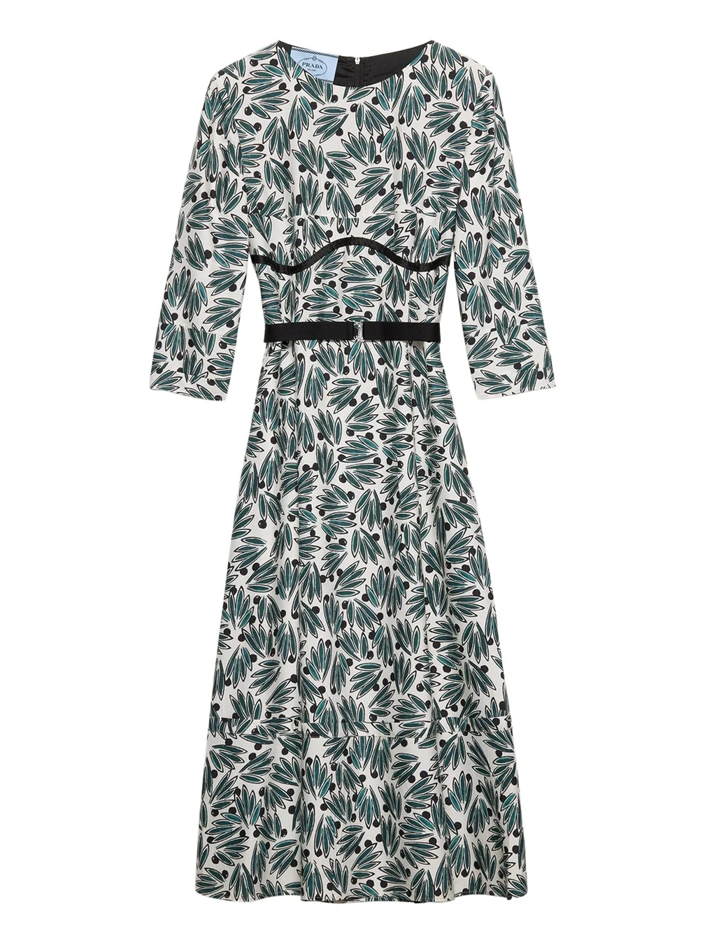 Floral Print Pongé 3/4-Sleeve Midi Dress Floral Print Pongé 3/4-Sleeve Midi Dress
