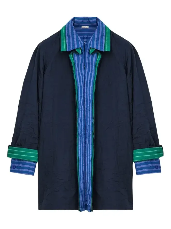 Layered Collar Long-Sleeve Shirtdress