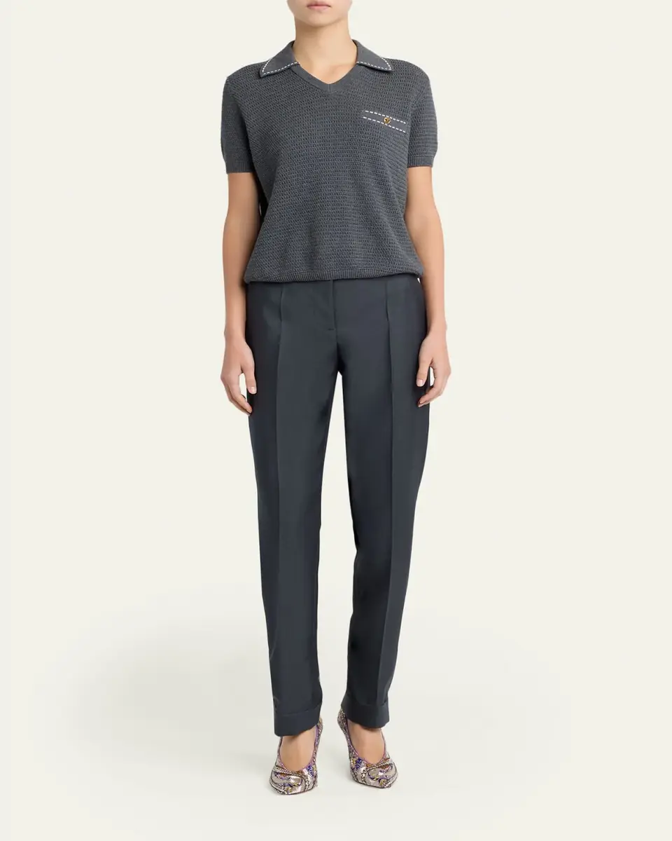 Versace Tapered Formal Wool Pants | Thumbnail 2 Versace Tapered Formal Wool Pants | Thumbnail 2