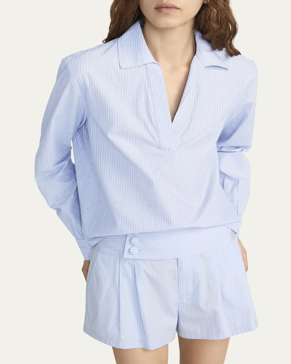 Frame The Striped Long-Sleeve Popover Shirt | Thumbnail 4 Frame The Striped Long-Sleeve Popover Shirt | Thumbnail 4