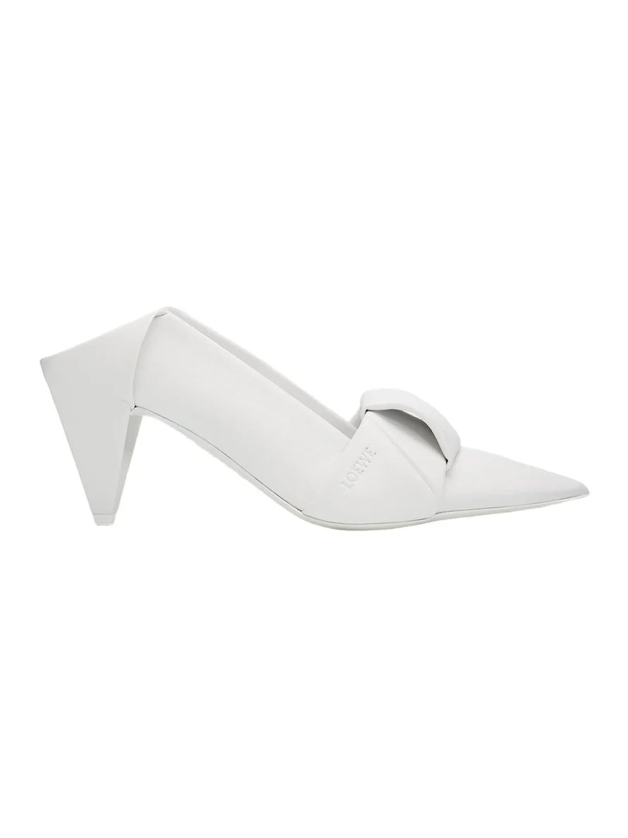 70mm Origami Folded Leather Mule Pumps