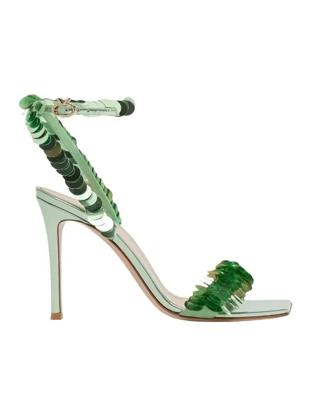 95mm Sequined Metallic Leather Sandals 95mm Sequined Metallic Leather Sandals