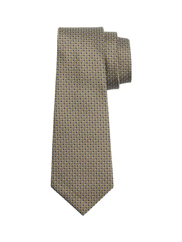 Men's Micro-Geometric Silk Jacquard Tie