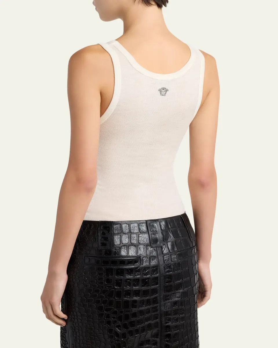 Versace Scoop-Neck Ribbed Wool Tank Top | Thumbnail 3 Versace Scoop-Neck Ribbed Wool Tank Top | Thumbnail 3