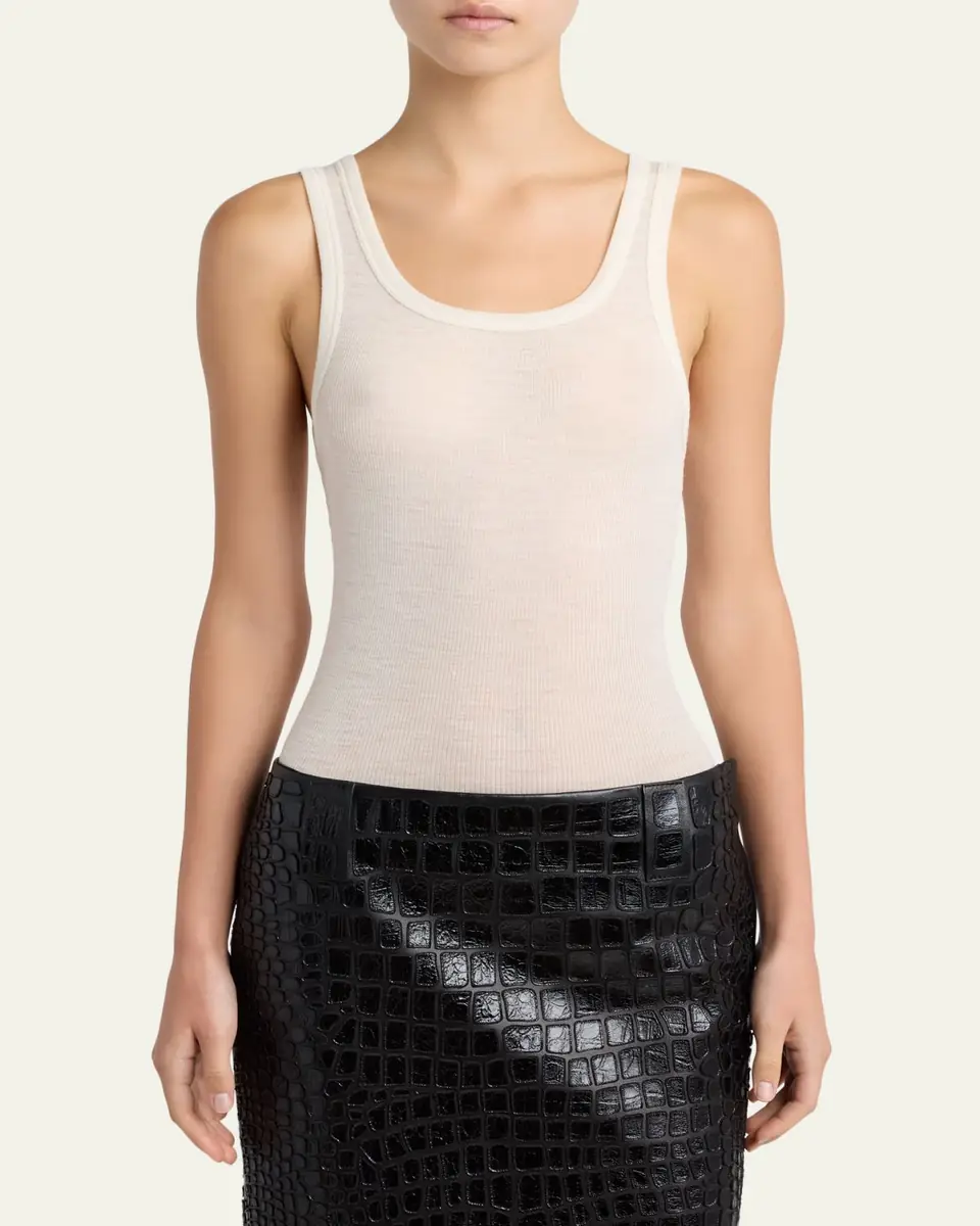 Versace Scoop-Neck Ribbed Wool Tank Top | Thumbnail 4 Versace Scoop-Neck Ribbed Wool Tank Top | Thumbnail 4