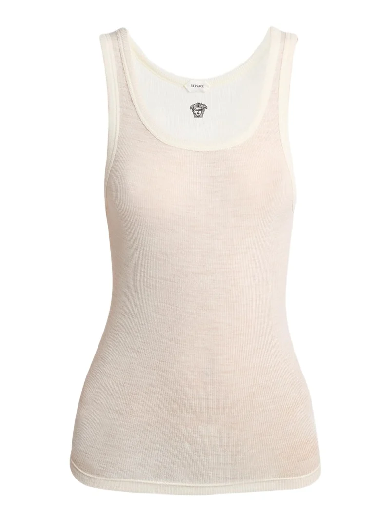 Versace Scoop-Neck Ribbed Wool Tank Top
