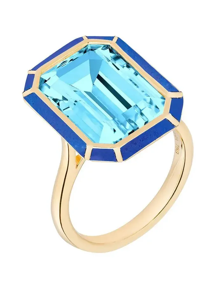 Blue Topaz Lapis Melange Ring