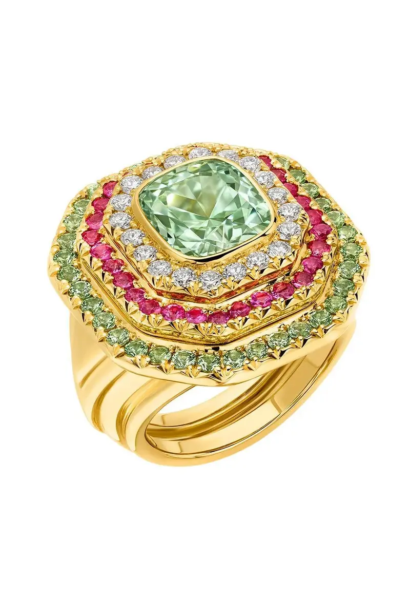 EDINA KISS Mint Tourmaline Sapphire Cushion Gemstone Ring | Thumbnail 4