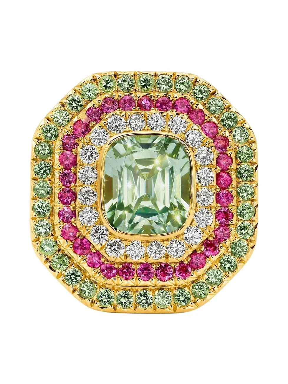 EDINA KISS Mint Tourmaline Sapphire Cushion Gemstone Ring