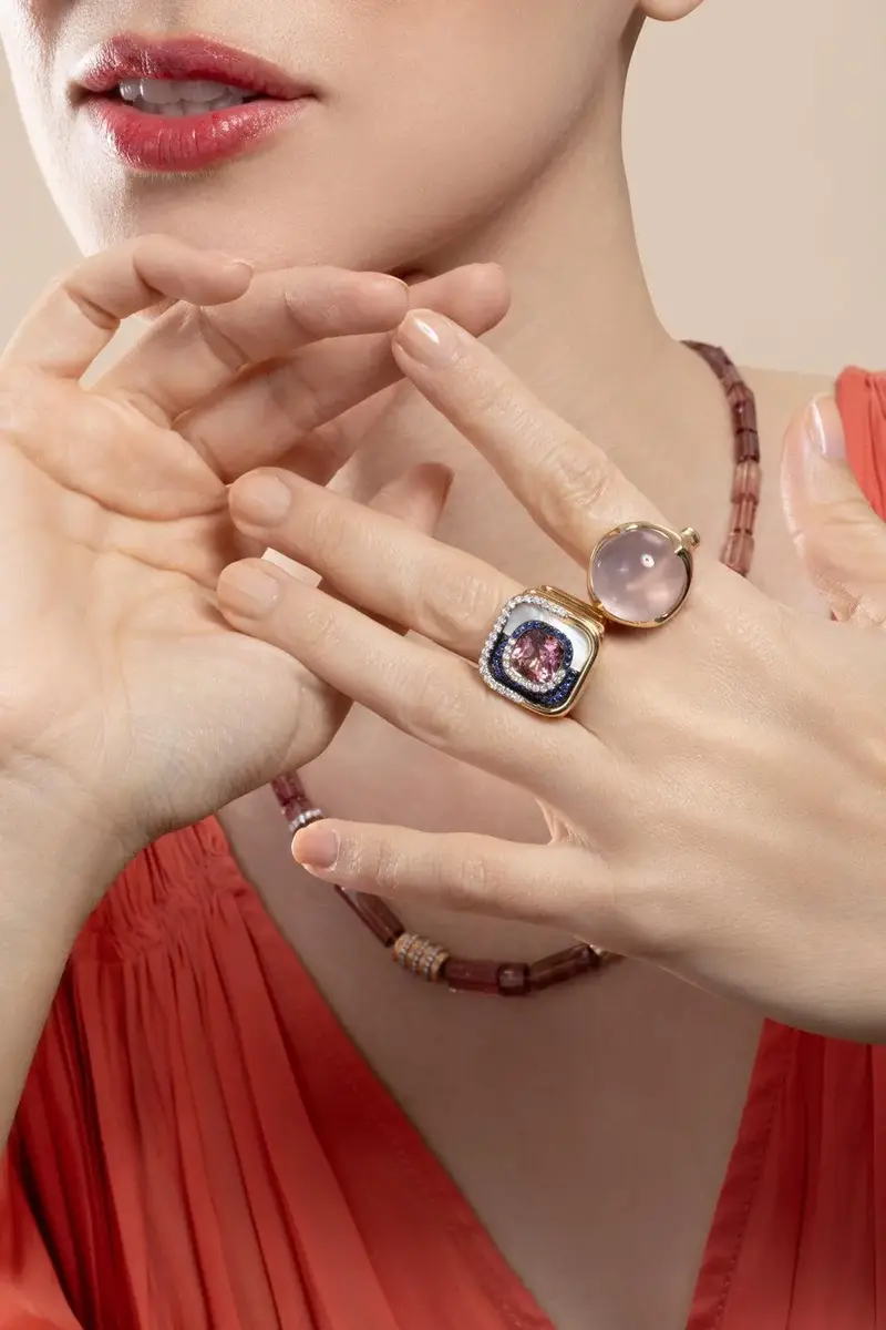 EDINA KISS Pink Tourmaline Pearl Mid Century Ring | Thumbnail 4