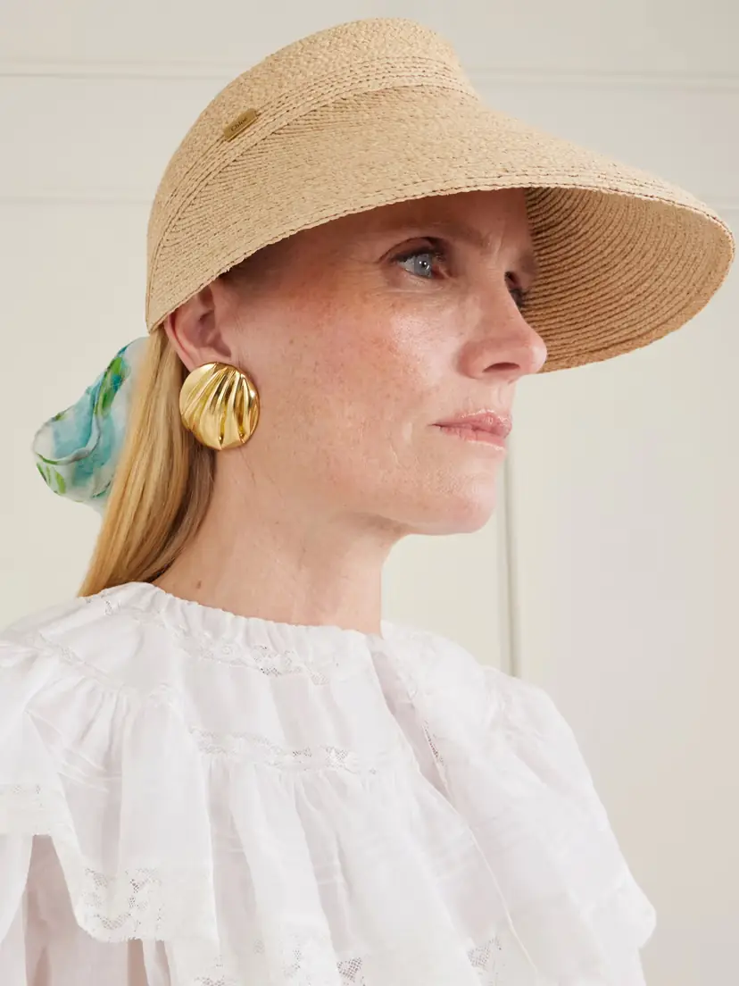 Chloé Printed Silk-trimmed Woven Raffia Sunhat | Thumbnail 2
