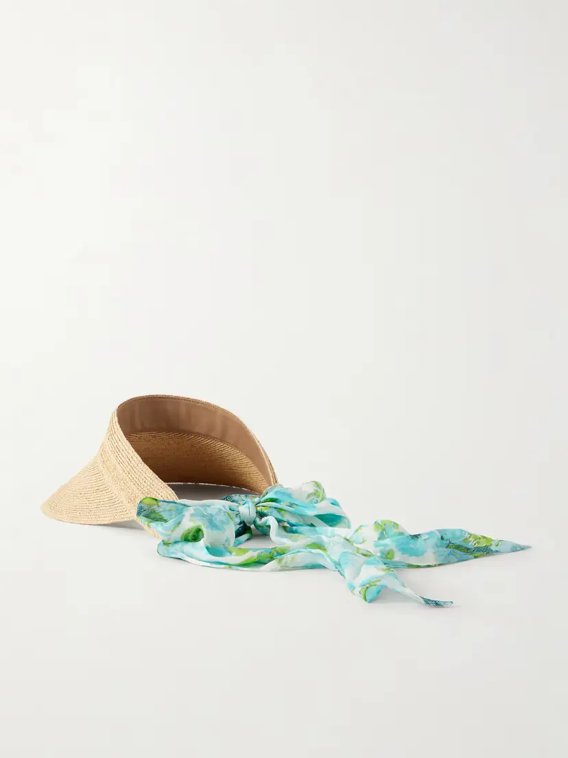 Chloé Printed Silk-trimmed Woven Raffia Sunhat | Thumbnail 3