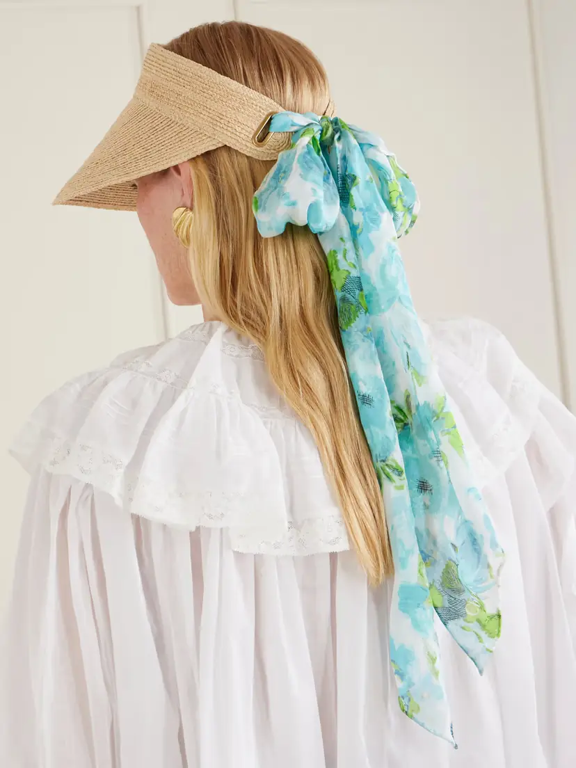 Chloé Printed Silk-trimmed Woven Raffia Sunhat | Thumbnail 5