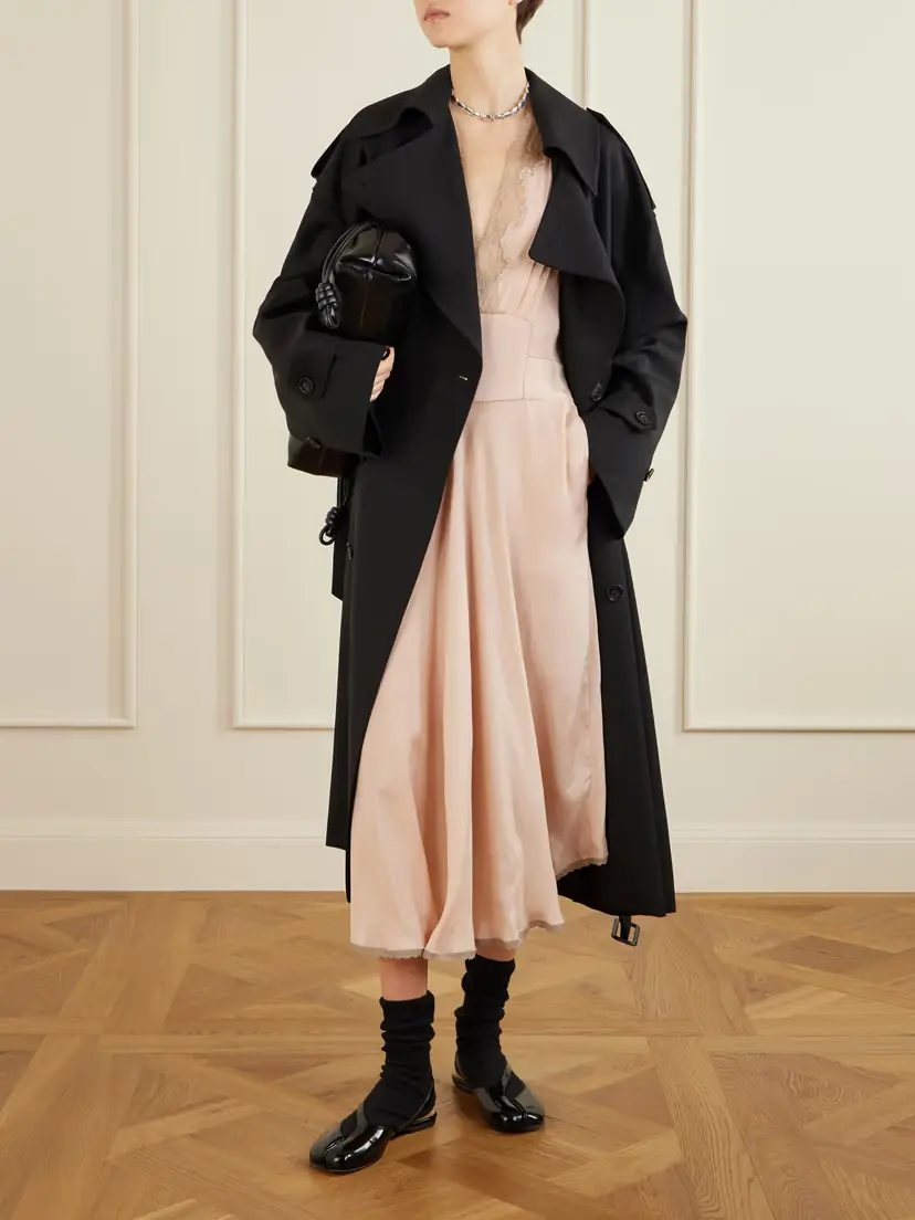 Maison Margiela Lace-trimmed Satin Midi Dress | Thumbnail 2 Maison Margiela Lace-trimmed Satin Midi Dress | Thumbnail 2