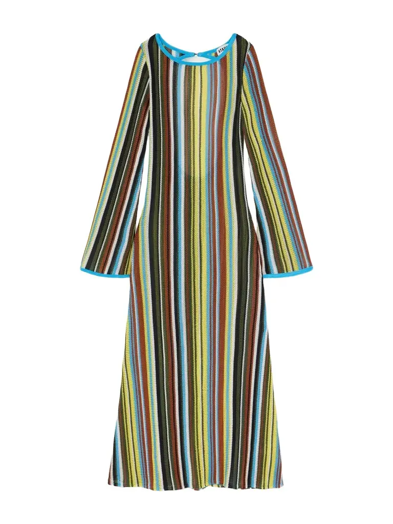 Staud Lorena Open-back Striped Knitted Maxi Dress | Image 1 Staud Lorena Open-back Striped Knitted Maxi Dress | Image 1