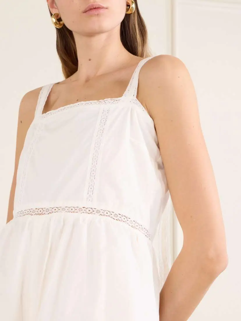 Faithfull Emilia Lace-trimmed Cotton Playsuit | Thumbnail 4 Faithfull Emilia Lace-trimmed Cotton Playsuit | Thumbnail 4