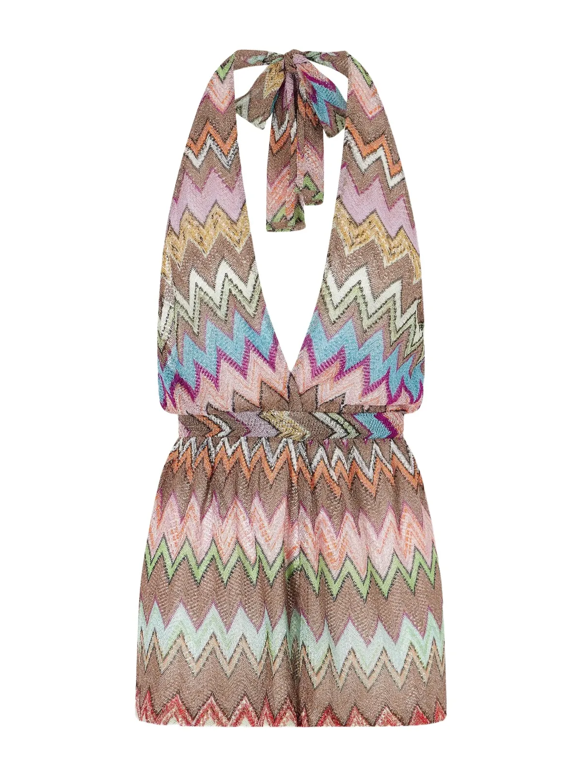 Missoni Metallic Crochet-knit Halterneck Playsuit