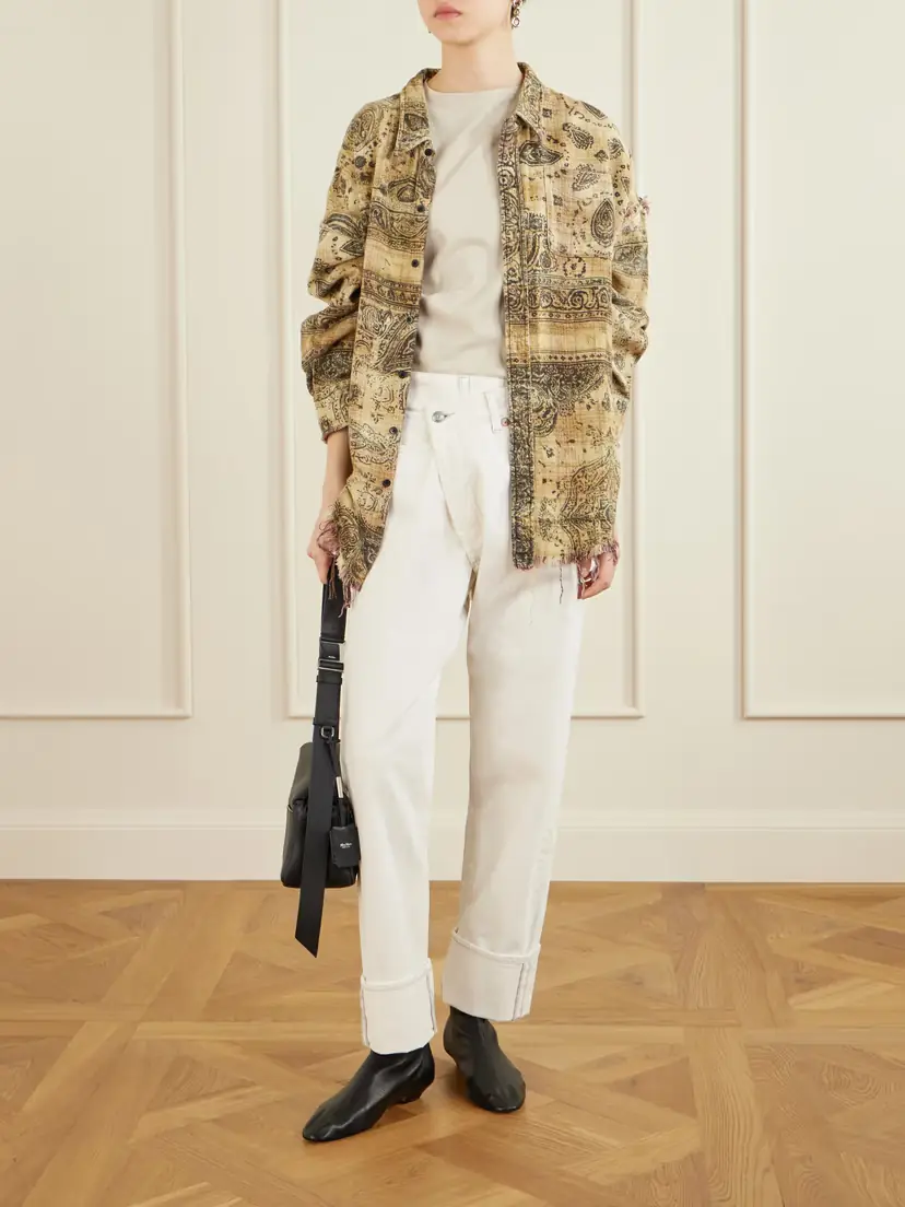 R13 Frayed Printed Cotton Shirt | Thumbnail 2 R13 Frayed Printed Cotton Shirt | Thumbnail 2