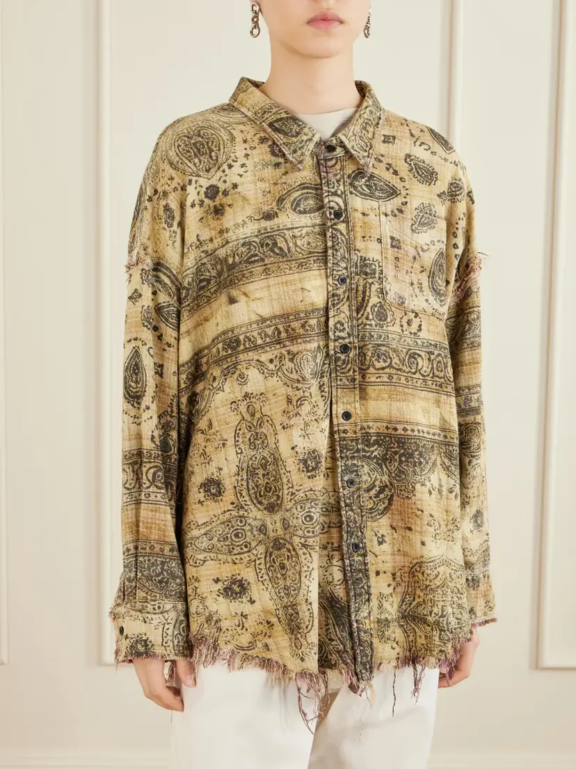 R13 Frayed Printed Cotton Shirt | Thumbnail 3 R13 Frayed Printed Cotton Shirt | Thumbnail 3