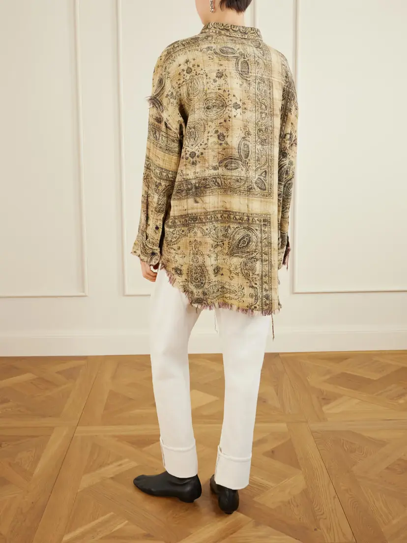 R13 Frayed Printed Cotton Shirt | Thumbnail 4 R13 Frayed Printed Cotton Shirt | Thumbnail 4
