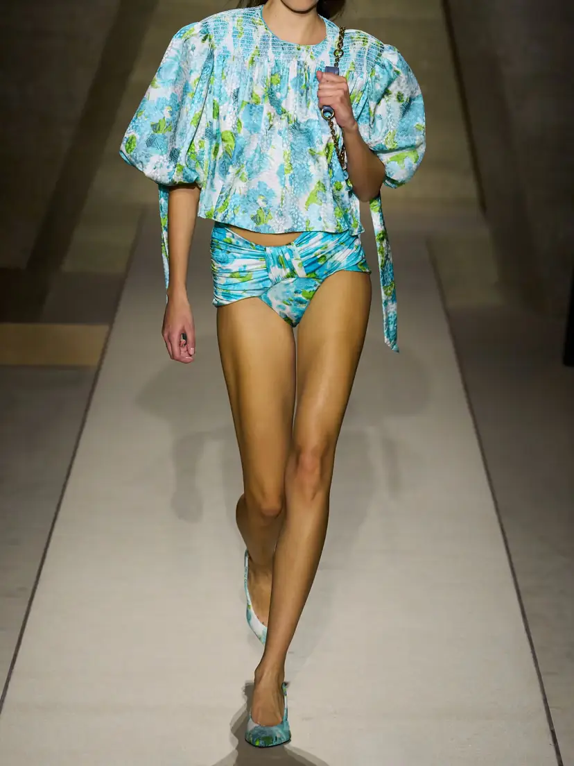 Chloé Cropped Smocked Floral-print Silk-jacquard Blouse | Thumbnail 4 Chloé Cropped Smocked Floral-print Silk-jacquard Blouse | Thumbnail 4
