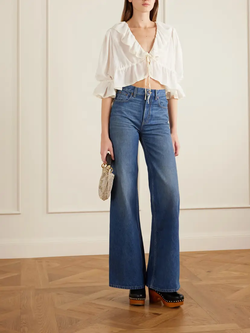 Chloé Lace-trimmed Ruffled Silk-georgette Blouse | Thumbnail 2 Chloé Lace-trimmed Ruffled Silk-georgette Blouse | Thumbnail 2
