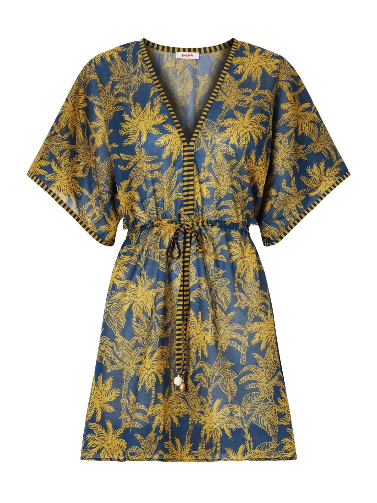 Peninsule Embellished Printed Cotton-voile Mini Dress