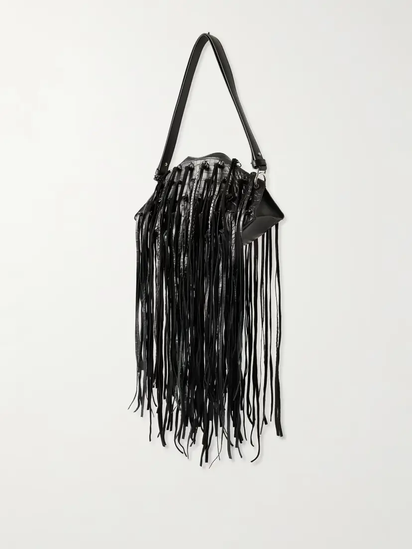Alexander McQueen Manta Tasseled Croc-effect Leather Shoulder Bag | Thumbnail 4 Alexander McQueen Manta Tasseled Croc-effect Leather Shoulder Bag | Thumbnail 4