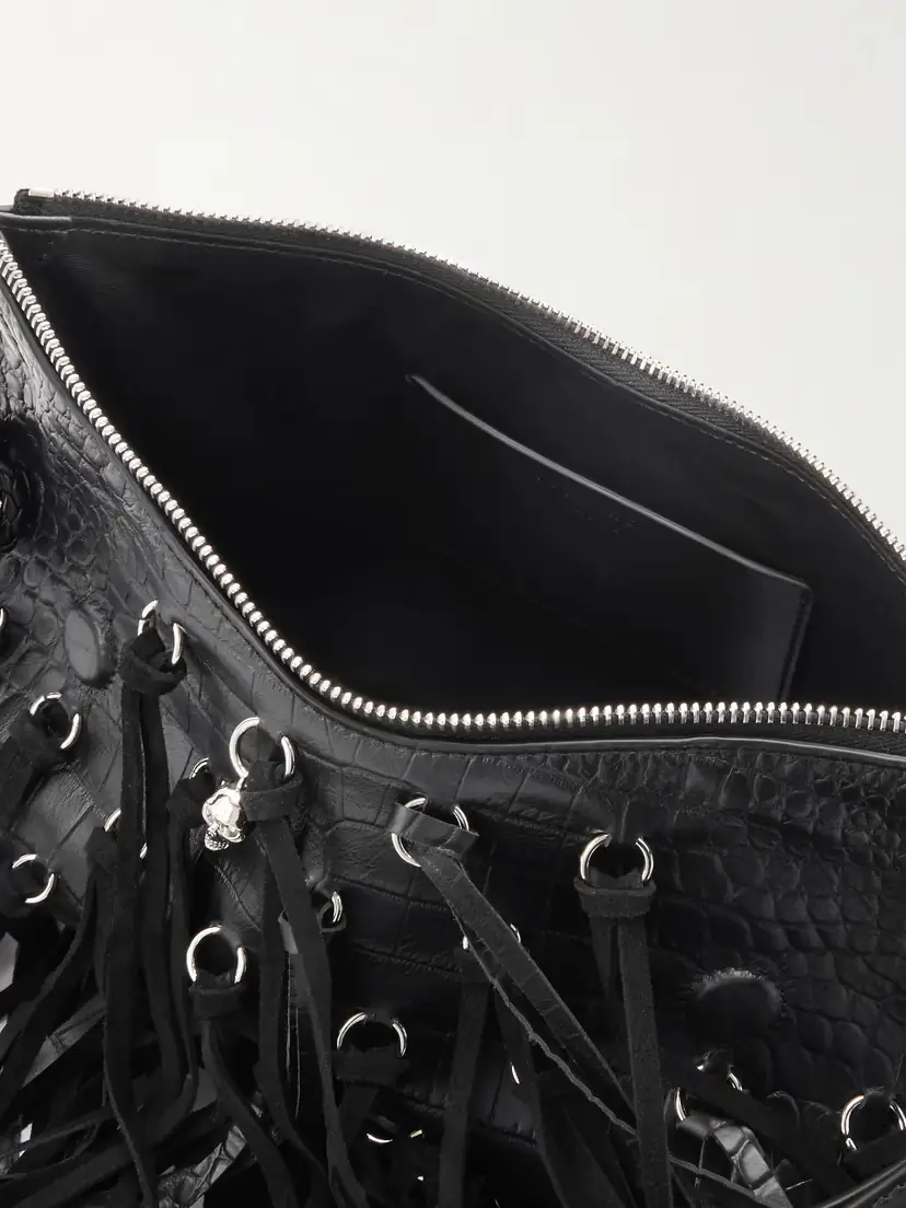 Alexander McQueen Manta Tasseled Croc-effect Leather Shoulder Bag | Thumbnail 6 Alexander McQueen Manta Tasseled Croc-effect Leather Shoulder Bag | Thumbnail 6