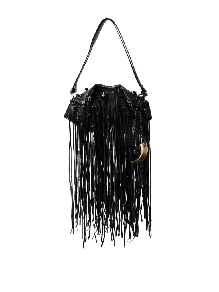 Alexander McQueen Manta Tasseled Croc-effect Leather Shoulder Bag | Image 1 Alexander McQueen Manta Tasseled Croc-effect Leather Shoulder Bag | Image 1